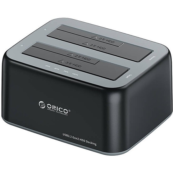 Orico dokkoló állomás 2,5" / 3,5" HDD / SSD, 5Gbps, USB-A-tól USB-B-hez klónozási funkcióval fekete (6829C3-V1-EU-BK-BPIP)