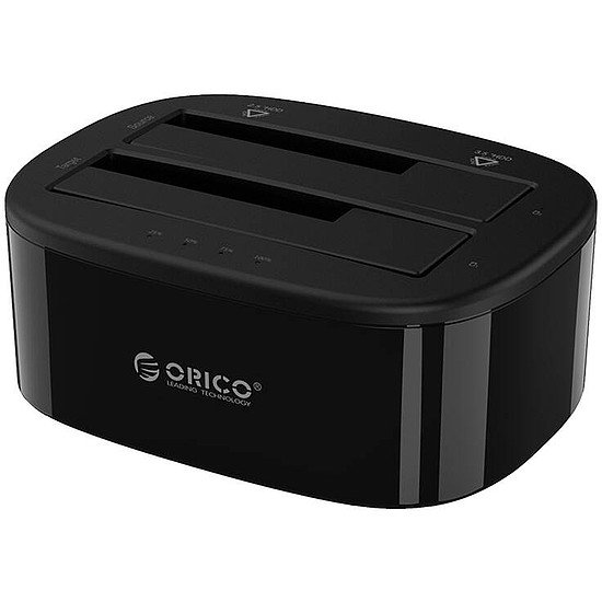 Orico dokkoló állomás 2,5" / 3,5" HDD / SSD, 5Gbps, USB-C-től USB-C/A-hoz klónozási funkcióval fekete (6228US3-C-EU-BK-BPIP)