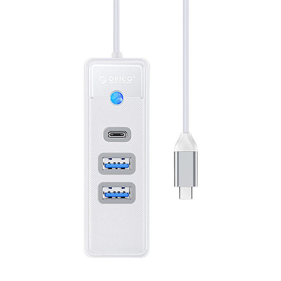 Orico hub adapter USB-C 2x USB 3.0 + USB-C, 5 Gbps, 0,15 m, fehér (PWC2U-C3-015-WH-EP)
