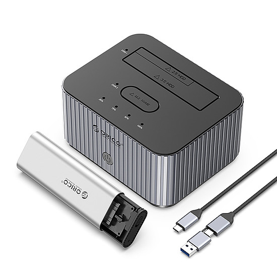 Orico IT28E-C 2 lemezes dokkolóállomás M.2 NVME 2.5"/3.5 HDD/2.5" SSD klónozási funkcióval - szürke