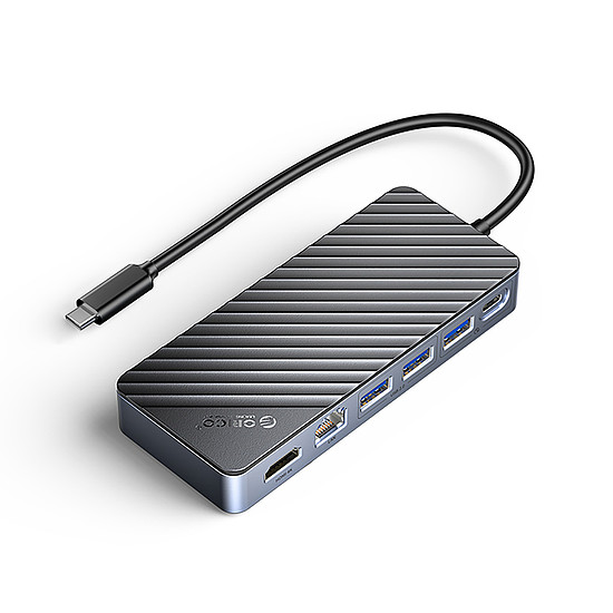Orico OM28PR-G2 USB-C dokkolóállomás M.2 meghajtóhellyel + 1 x USB-A 3.2 + 1x USB-C 3.2 + 2x USB-A 2.0 + 1x HDMI + 1x Ethernet - fekete