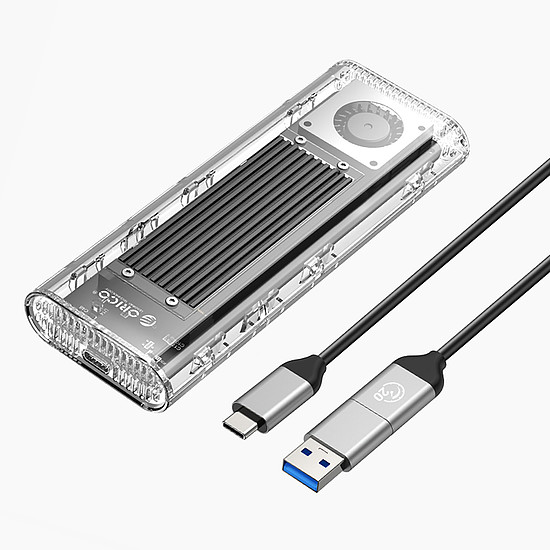 Orico TCM2-G20 M.2 NVME USB-C 3.2 20Gb/s merevlemez - ezüst/átlátszó
