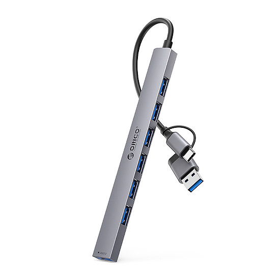 Orico YSA2-U3 USB-A/USB-C Hub Dokkolóállomás 1x USB-A 3.0 + 6x USB-A 2.0 - Szürke