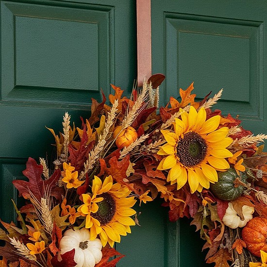 Őszi dekoráció - ajtódísz tartó - 30 cm - fém - matt barna (59005)