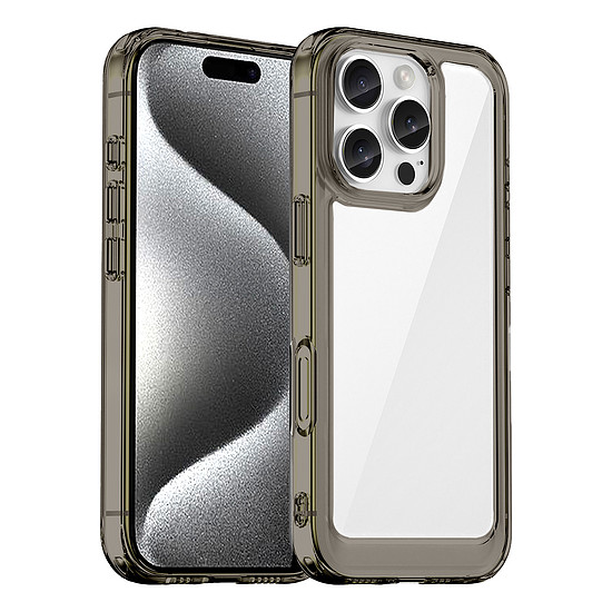 Outer Space tok iPhone 16e-hez, rugalmas kerettel - áttetsző, fekete