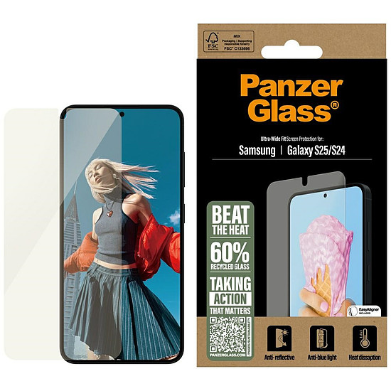 PanzerGlass All-in-One ultraszéles illeszkedésű edzett üveg Samsung Galaxy S25 készülékhez