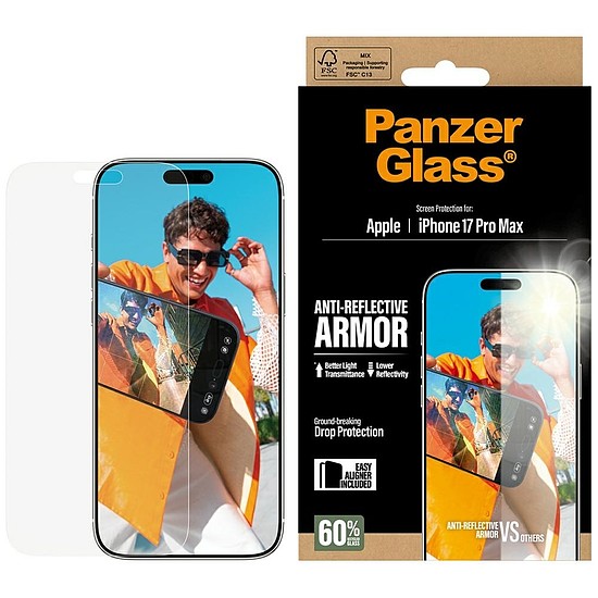 PanzerGlass Armor tükröződésmentes EasyAligner edzett üveg iPhone 17 Pro Max készülékhez