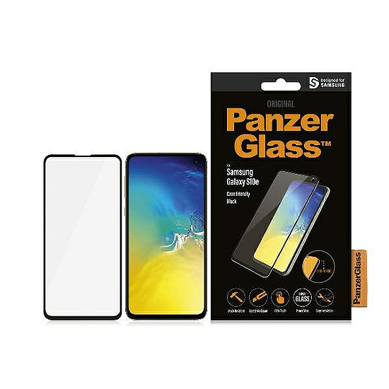 PanzerGlass E2E Super+ edzett üveg Samsung Galaxy S10e készülékhez - fekete kerettel