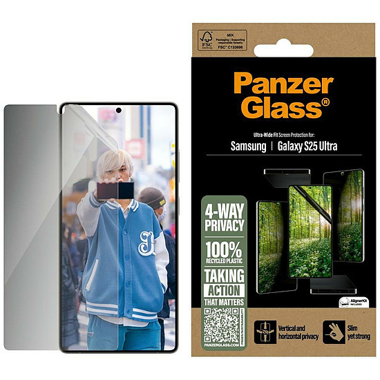 PanzerGlass Eco Matrix ultraszéles illeszkedésű betekintést gátló üveg Samsung Galaxy S25 Ultra készülékhez