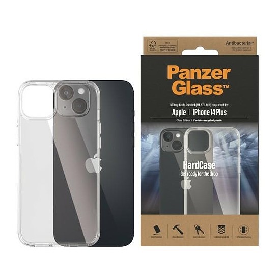 PanzerGlass HardCase antibakteriális katonai minősítésű tok iPhone 14 Plus / 15 Plus készülékhez - átlátszó