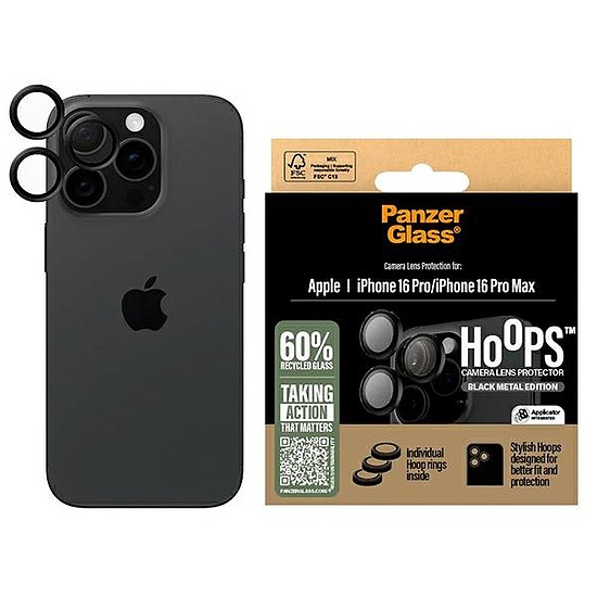 PanzerGlass Hoops fekete lencsevédő iPhone 16 Pro 6,3" / 16 Pro Max 6,9" 1284