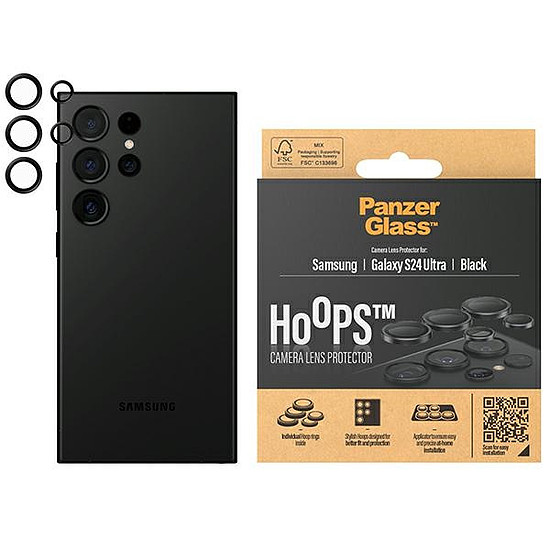 PanzerGlass Hoops kameravédő fólia Samsung Galaxy S24 Ultra készülékhez - fekete kerettel