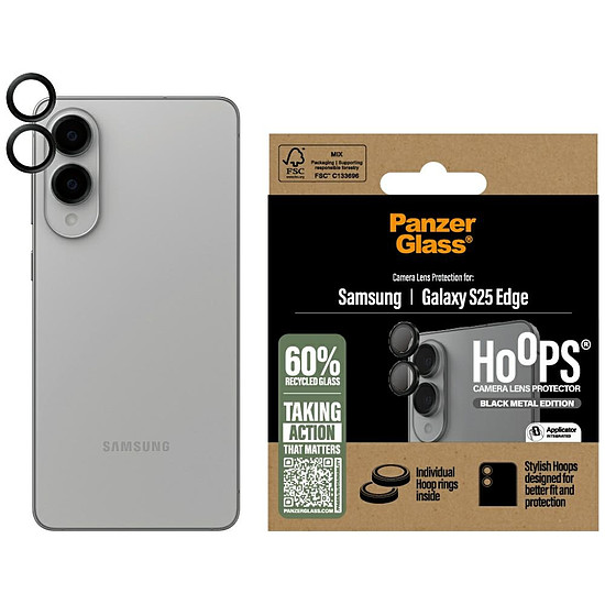 PanzerGlass Hoops lencsevédő edzett üveg Samsung Galaxy S25 Edge-hez - fekete