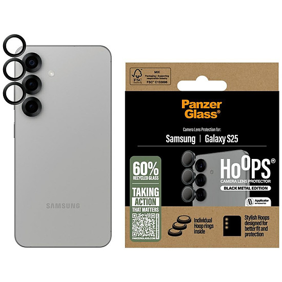 PanzerGlass Hoops lencsevédő edzett üveg Samsung Galaxy S25 fekete készülékhez