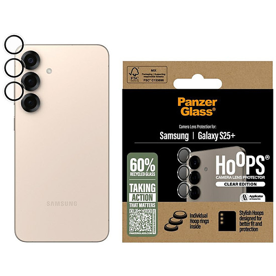 PanzerGlass Hoops lencsevédő edzett üveg Samsung Galaxy S25+ készülékhez, átlátszó