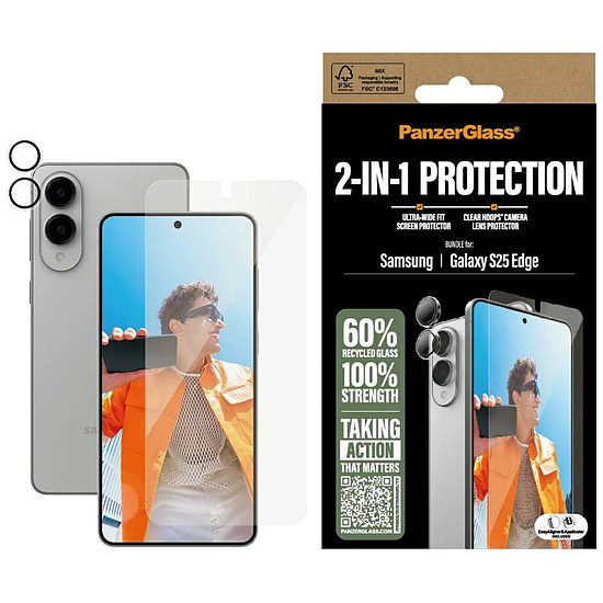 PanzerGlass Hoops+UWF 2in1 üveg+lencse Samsung Galaxy S25 Edge-hez - átlátszó