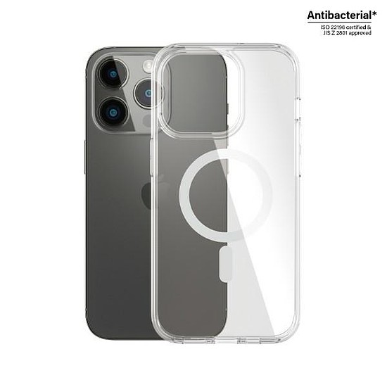PanzerGlass kemény tok MagSafe antibakteriális katonai minősítésű tokkal iPhone 14 Pro készülékhez - átlátszó