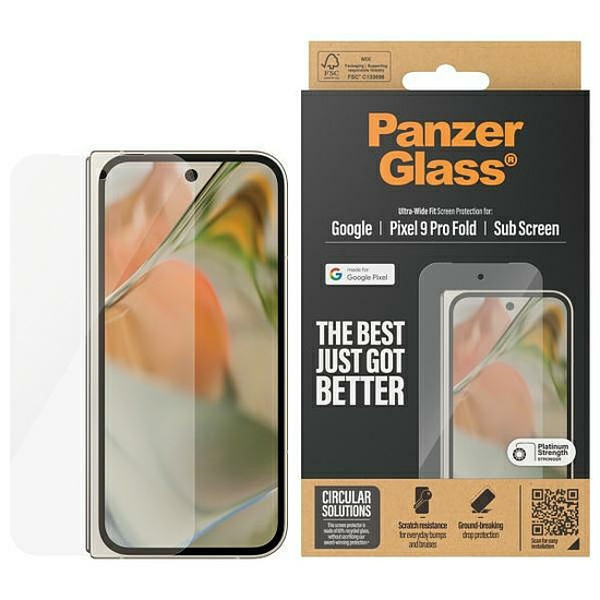 PanzerGlass képernyővédő ultraszéles illeszkedésű edzett üveggel Google Pixel 9 Pro Fold készülékhez