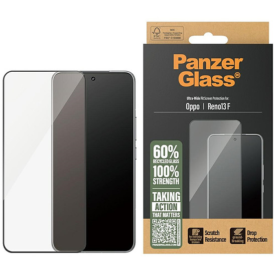 PanzerGlass Ultra-Wide Fit edzett üveg fekete kerettel Oppo Reno13 F-hez