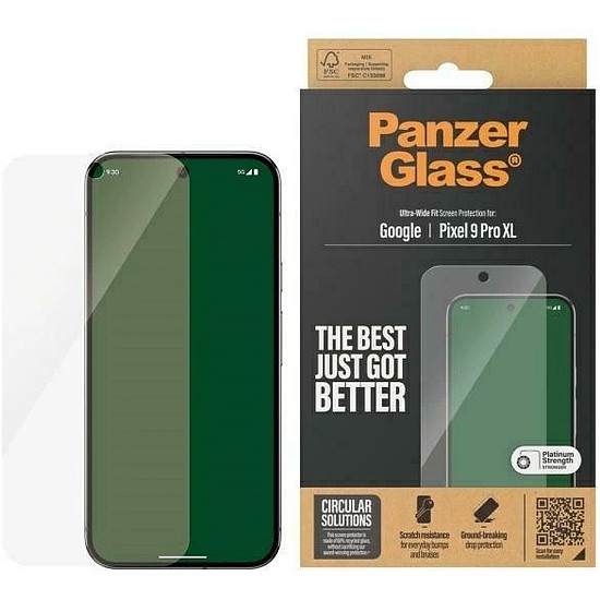 PanzerGlass Ultra-Wide Fit képernyővédő edzett üveg a Google Pixel 9 Pro XL telefonhoz - átlátszó