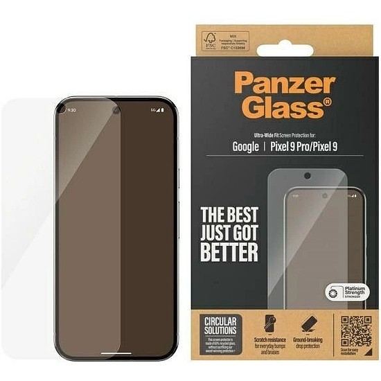 PanzerGlass Ultra-Wide Fit képernyővédő edzett üveg a Google Pixel 9/9 Pro telefonhoz - átlátszó
