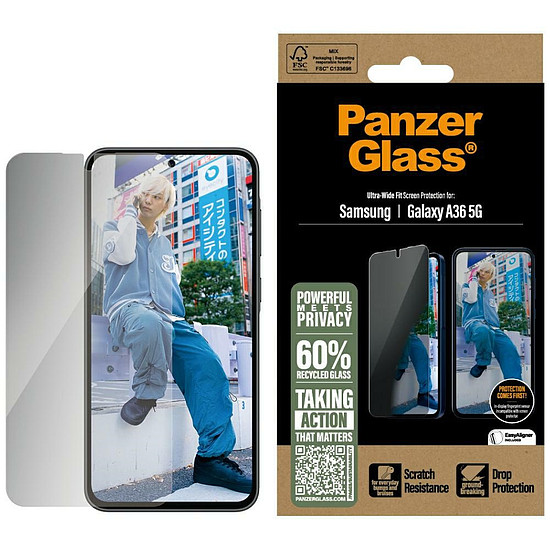 PanzerGlass ultraszéles illeszkedésű betekintést gátló üveg Samsung Galaxy A36 5G készülékhez