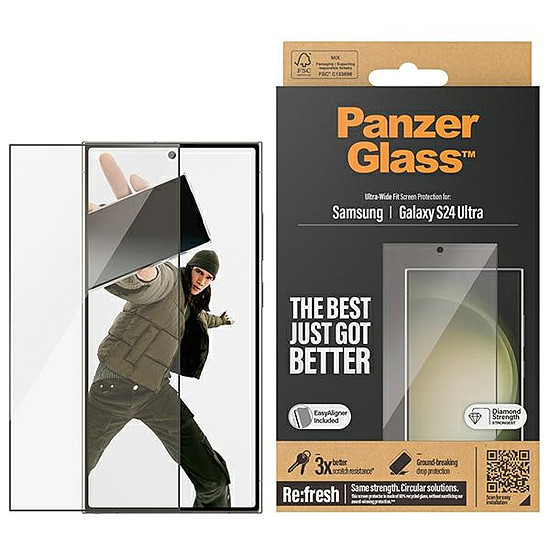 PanzerGlass ultraszéles illeszkedésű edzett üveg applikátorral Samsung Galaxy S24 Ultra készülékhez