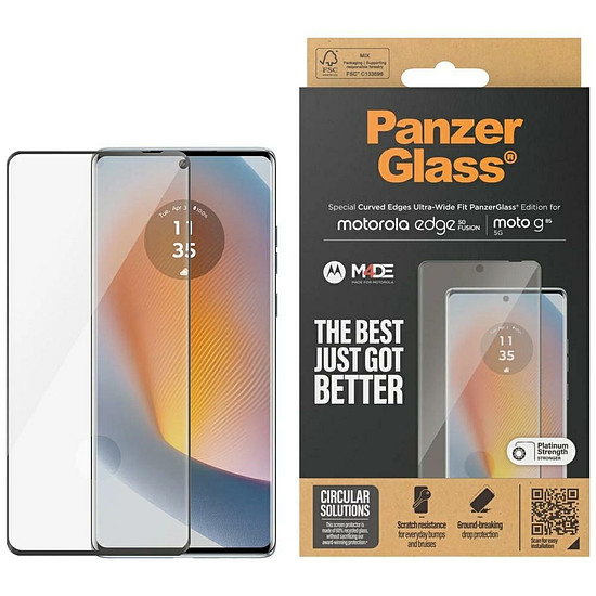 PanzerGlass ultraszéles illeszkedésű edzett üveg Motorola Edge 50 Fusion / Moto G85 készülékhez