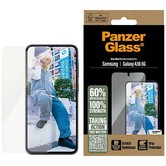 PanzerGlass ultraszéles illeszkedésű edzett üveg Samsung Galaxy A36 5G-hez