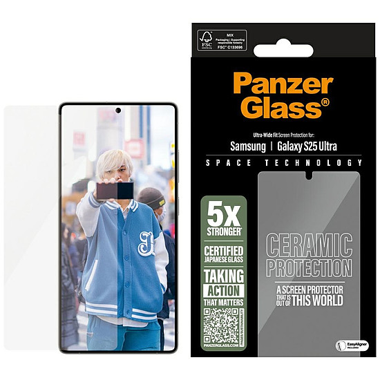 PanzerGlass ultraszéles illeszkedésű kerámia üveg Samsung Galaxy S25 Ultra készülékhez