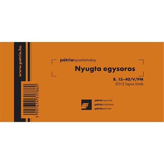 Pátria Nyugtatömb egysoros 50x2 lapos B.15-40/V/PM