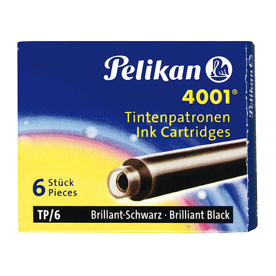 Pelikan 4001 TP/6 töltőtollpatron briliáns fekete 6db/doboz