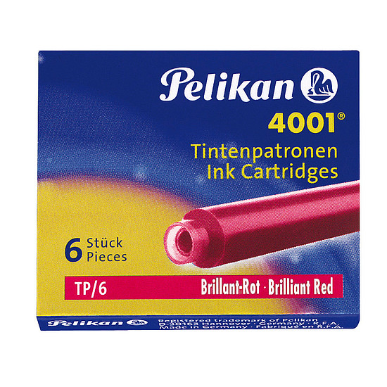 Pelikan 4001 TP/6 töltőtollpatron piros 6db/doboz
