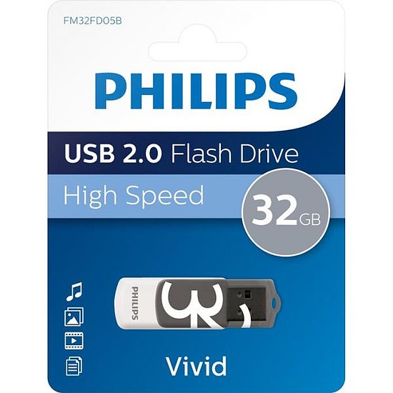 Pendrive 32GB Philips Vivid USB 2.0 füst kihajtós FM32FD05B / PH484231