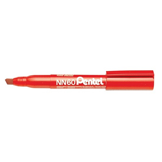 Pentel NN60 alkoholos marker piros, vágott hegy 3,9-5,8mm környezetbarát 12db/doboz