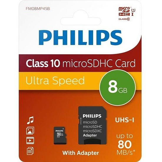 Philips Micro SDHC Card 8GB Class 10 UHS-I U1 incl (PH669036)