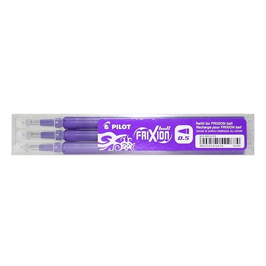 Pilot Frixion Ball és Clicker tollhoz zseléstoll betét lila, törölhető 0,5mm írásvastagság 3db/csomag BLS-FR5-V-S3