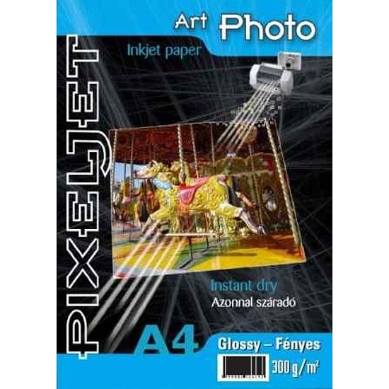 Pixeljet A4 Art fényes inkjet fotópapír 300gr. 10 ív + Akció: A6 fényes 260gr. 5ív