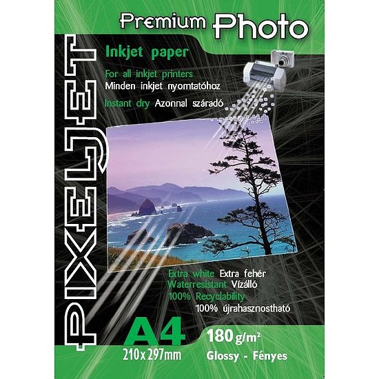 Pixeljet A4 Premium fényes inkjet fotópapír 180gr. 20 ív