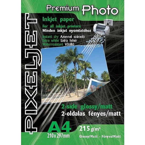 Pixeljet A4 Premium kétoldalas fényes matt ink jet fotópapír 215gr. 10 ív