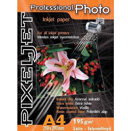 Pixeljet A4 Premium selyemfényű inkjet fotópapír 195gr. 200 ív