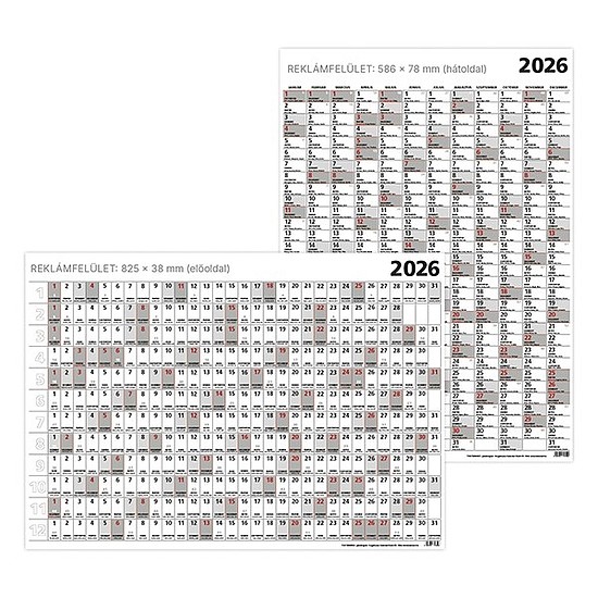 Plakátnaptár 2026 TOPTIMER T100 éves B/1 976x686mm kétoldalas