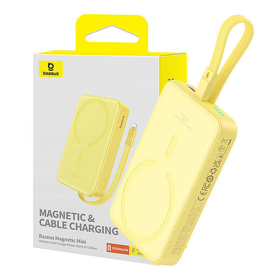 Power bank Baseus Magnetic Mini 10000mAh, USB-C 20W MagSafe sárga (P10022109Y23-00)