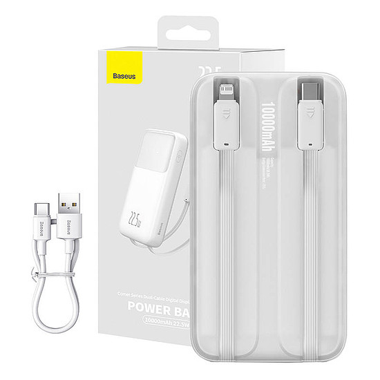 Powerbank Baseus Comet 10000 mAh, 22,5 W, fehér (PPMD020002)