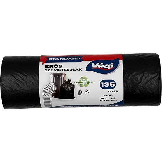 Prémium szemeteszsák extra erős 135 literes fekete 10db/csg 70x110cm 30 micron