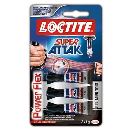 Pritt Loctite Super Attak Mini Trio PowerFlex Gel pillanatragasztó gél 3x1 gramm 