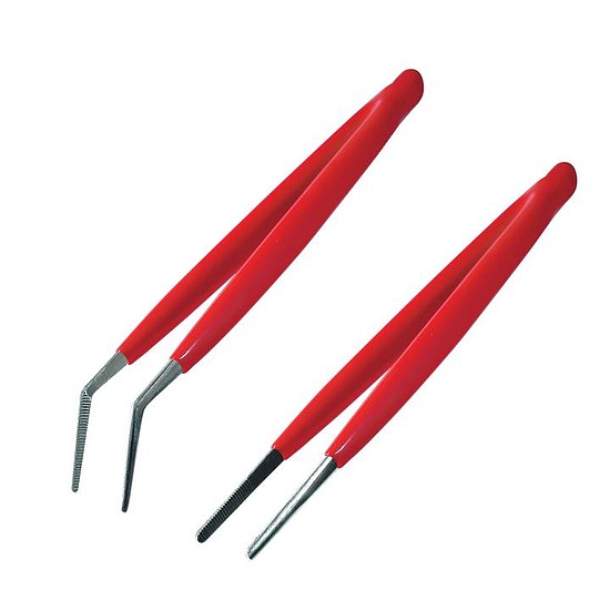 Pro´skit 908-T301 műszerészcsipesz-pár, 150 mm, egyenes és 45´-ban hajlított, szigetelt bevonat