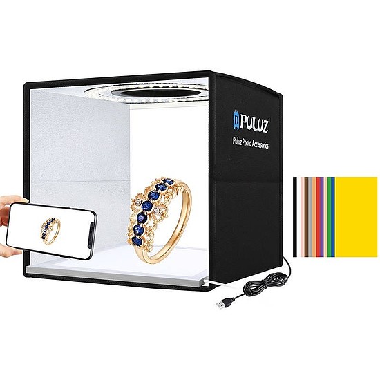 Puluz PKT3101B fénysátor 25cm + LED szőnyeg
