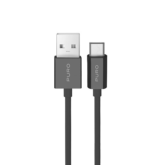 Puro 12W TPE USB-A - microUSB 2m kábel - fekete
