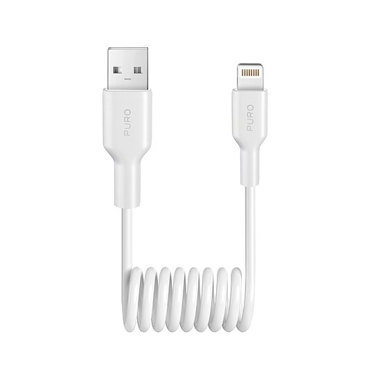Puro 12W USB-A - Lightning spirálkábel 1m - Fehér